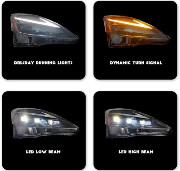 LED Headlights Compatible with Lexus IS250/ IS250C IS350 IS350C IS220d 2006-2013, ISF 2008-2014 With DRL Start UP Animation&Sequential Indicator Amber(Headlight Amber Reflector) - Image 2