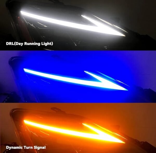 LED Headlights Compatible with Lexus IS250/ IS250C IS350 IS350C IS220d 2006-2013, ISF 2008-2014 With DRL Start UP Animation&Sequential Indicator Amber(Headlight Amber Reflector) - Image 3